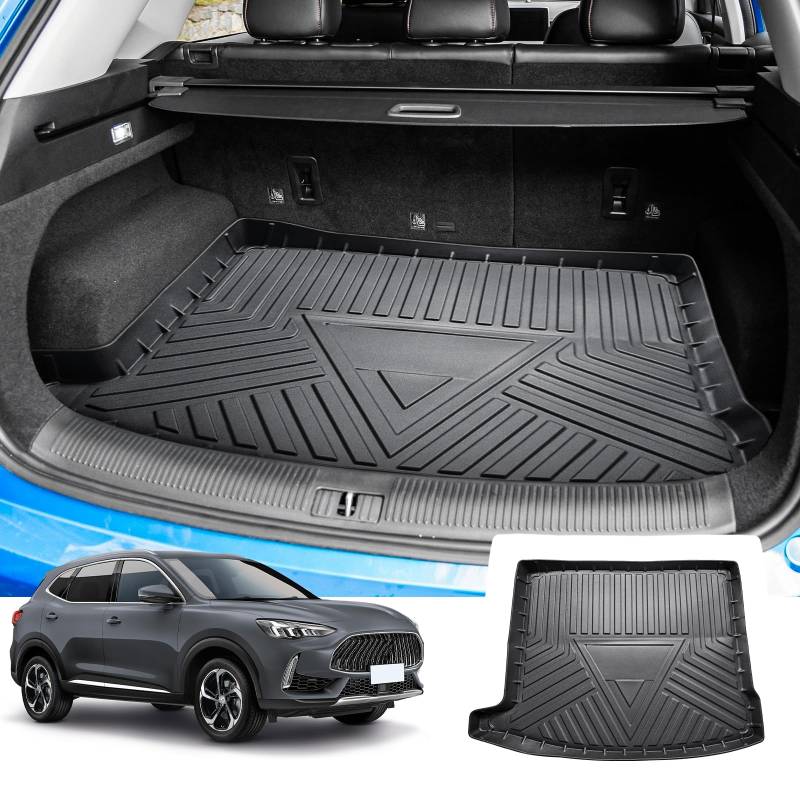 CDEFG Kompatibel mit MG HS 2018-2023 2024 Kofferraumwanne, TPE Kofferraummatte Wasserdicht Anti-Staub Wanne Car Cargo Trunk Tray Auto HS 2024 Zubehör von CDEFG