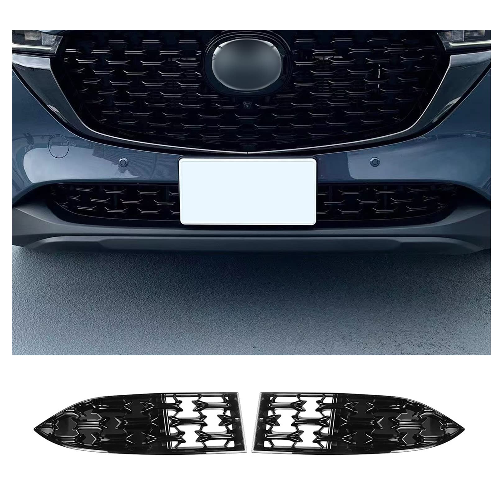 CDEFG Kompatibel mit Mazda CX-5 CX5 2022 2023 2024 facelift Front Kühlergrille Frills Frontstoßstangenmaske Auto Grill Modifiziertes CX5 Zubehör [2 Stück] von CDEFG