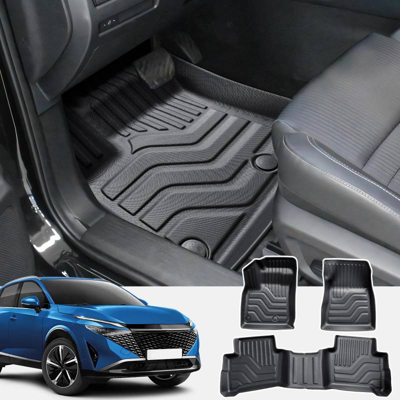CDEFG Kompatibel mit Nissan Qashqai J12 Mild Hybrid 2022-2024 2025 Fußmatten, Fussmatten TPE Auto Wasserdicht Einfach zu Säubern Premium Allwetter Gummimatten vorn+hinten Matten Qashqai J12 Zubehör von CDEFG