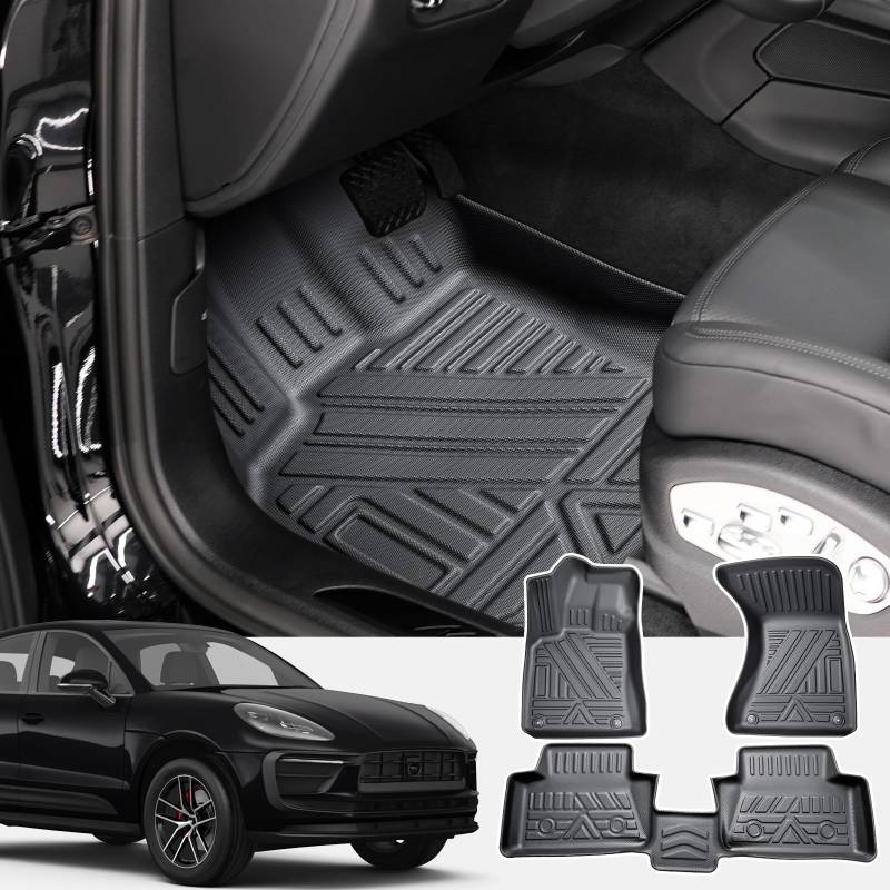 CDEFG Kompatibel mit Porsche Macan 2015-2022 2023 Fußmatten, Fussmatten TPE Auto Wasserdicht Einfach zu Säubern Premium Allwetter Gummimatten vorn+hinten Matten Macan 2023 Zubehör von CDEFG