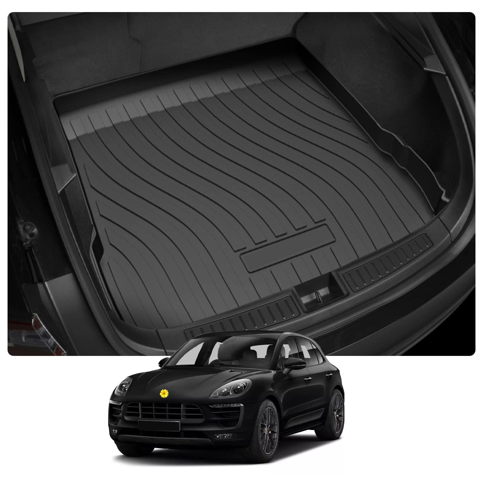 CDEFG Kompatibel mit Porsche Macan 2015-2022 2023 Kofferraumwanne, Matten Wasserdicht Anti-Staub Kofferraummatten Wanne Car Cargo Trunk Tray Auto Zubehör von CDEFG