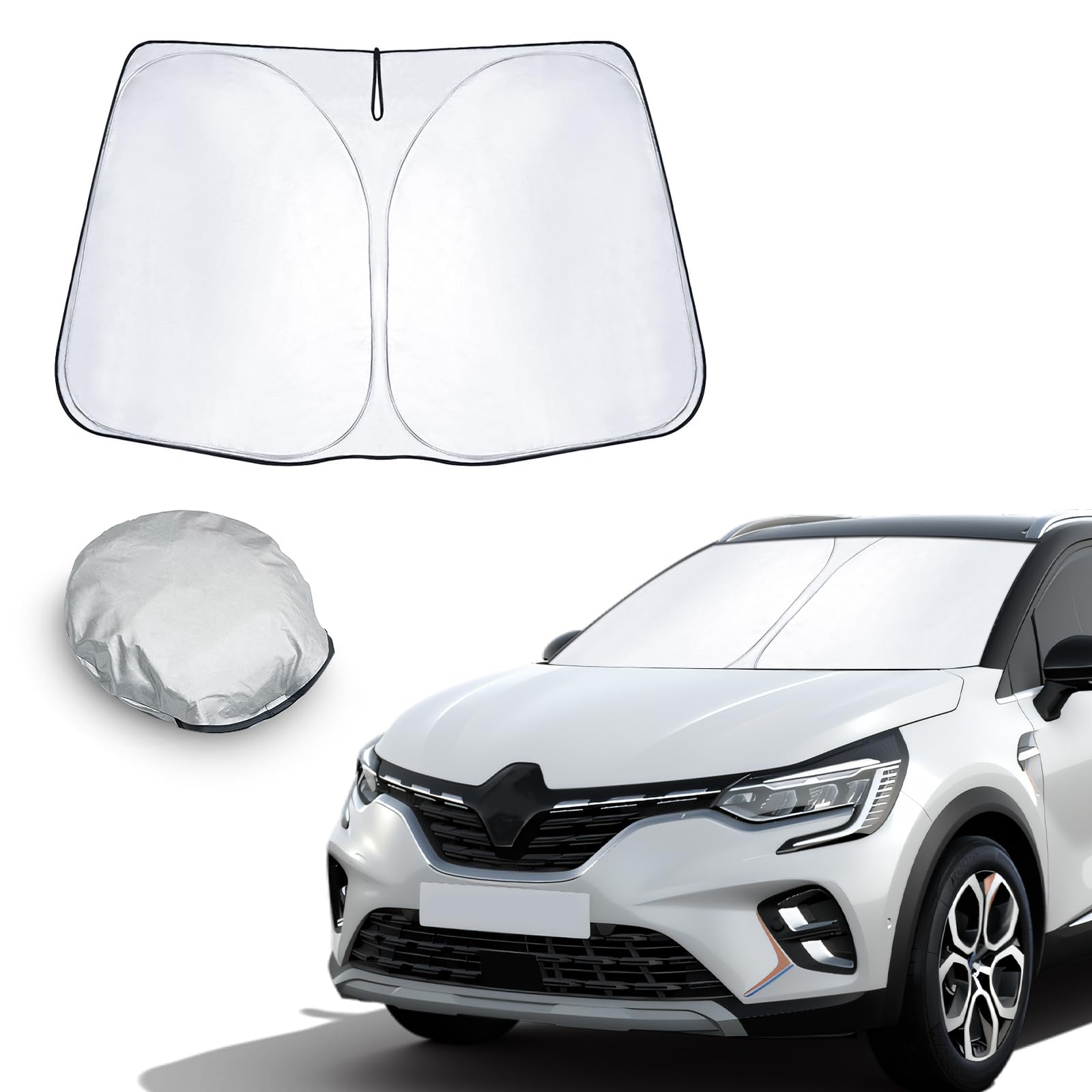 CDEFG Kompatibel mit Renault Captur 2 2020-2022 2023 E-Tech Hybrid RS Line Sonnenschutz Abdeckungen Frontscheibe Sonnenschirm Die Vordere Schallwand Windschutzscheibe Auto Sonnenblende Zubehör von CDEFG