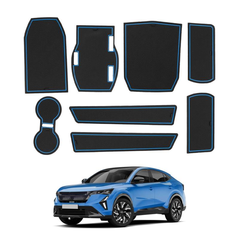 CDEFG Kompatibel mit Renault Rafale 2024 2025 Gummimatten Mittelkonsole Antirutschmatten Rafale rutschfest Gummi Auto Matte Rafale E-Tech Zubehör (Blau) von CDEFG