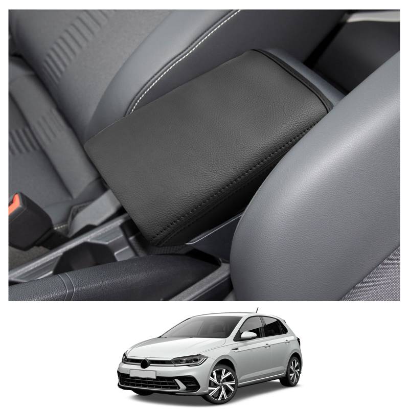CDEFG Kompatibel mit Seat Ibiza 6F Arona 2018-2023 2024 Mittelarmlehne Abdeckung Armlehnen Deckel Kratzschutz Mittelkonsole Kunstleder Armlehne Box Cover Auto Schutz Kastendeckel Zubehör (Schwarz) von CDEFG