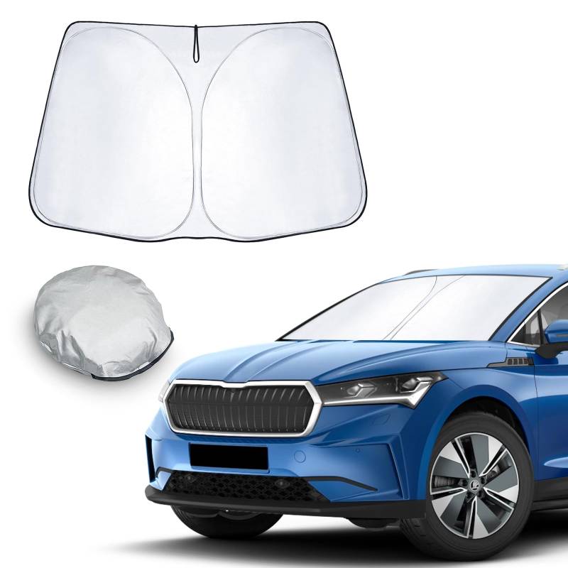 CDEFG Kompatibel mit Skoda Enyaq iV 2021-2024 2025 Sonnenschutz Abdeckungen Frontscheibe Sonnenschirm Die Vordere Schallwand Windschutzscheibe Auto Sonnenblende Zubehör von CDEFG