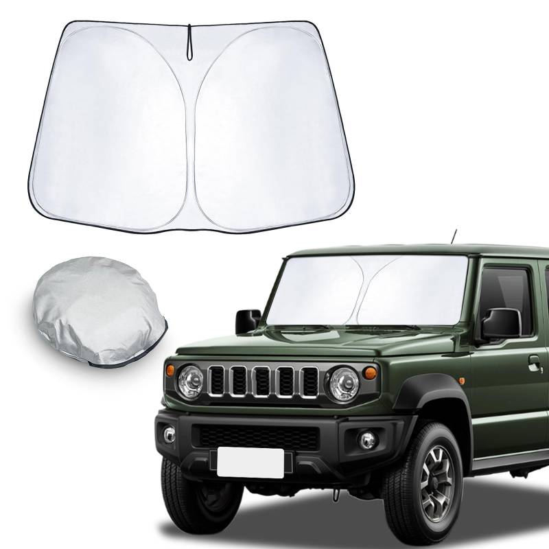CDEFG Kompatibel mit Suzuki Jimny JB64/JB74 2018-2024 2025 Sonnenschutz Abdeckungen Frontscheibe Sonnenschirm Die Vordere Schallwand Windschutzscheibe Auto Sonnenblende Jimny Zubehör von CDEFG