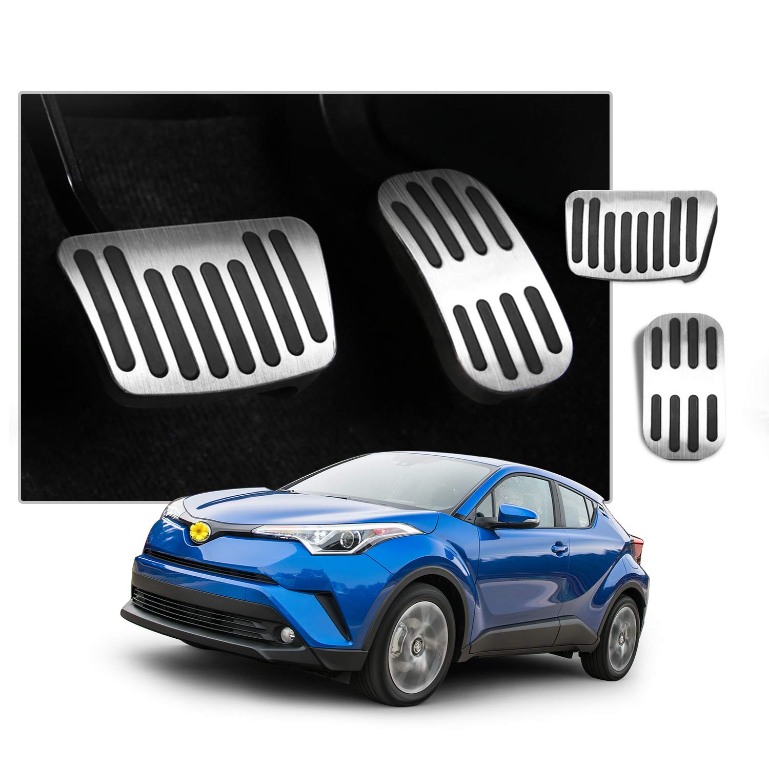 CDEFG Kompatibel mit Toyota Yaris Cross/C-HR CHR/Corolla E210 Sports E210 / Corolla Cross 2023 2022 Gaspedal Bremse Gaspeda Aluminiumlegierung Fußstütze Anti-Rutsch Bremspedal Auto Zubehör von CDEFG