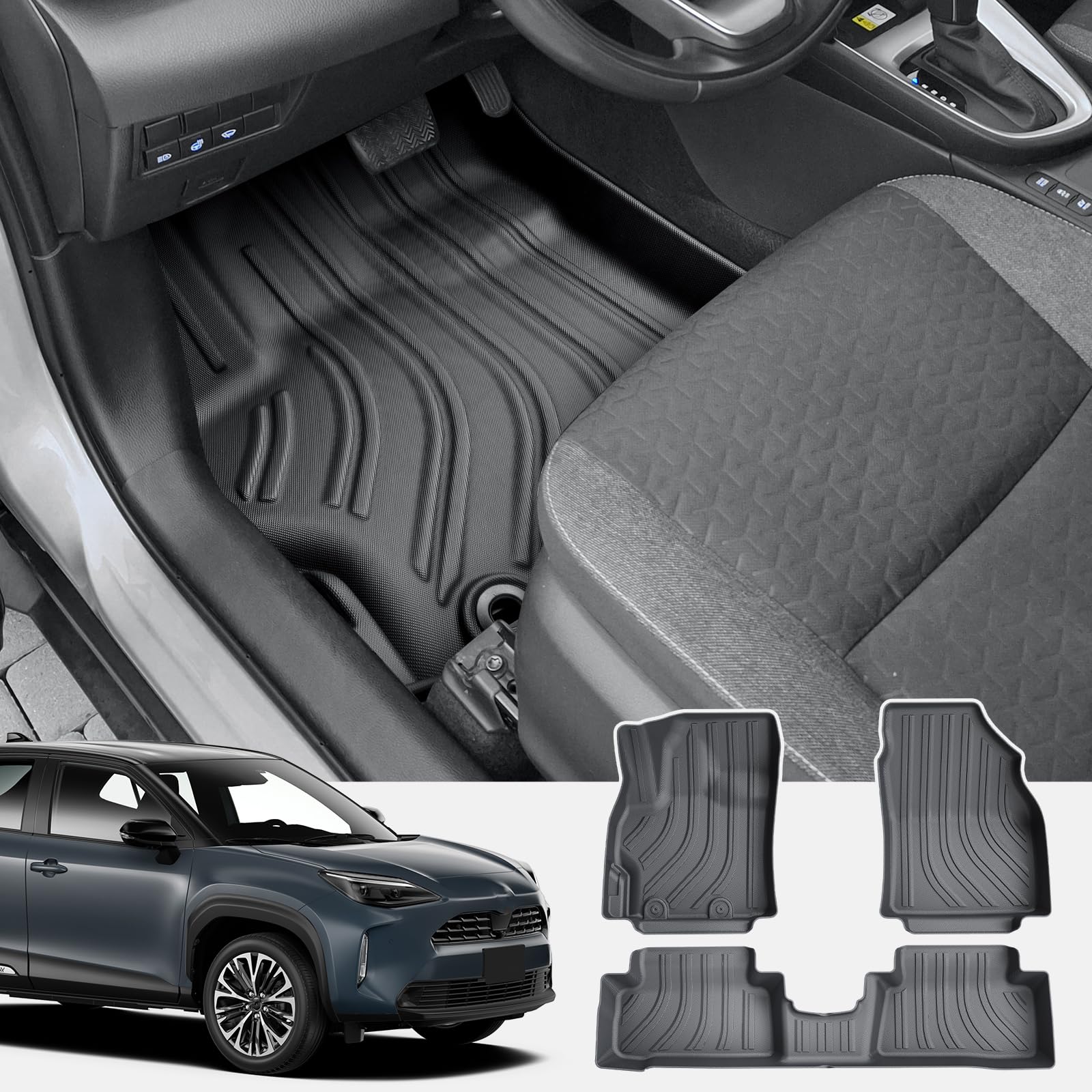 CDEFG Kompatibel mit Toyota Yaris Cross Hybrid 2021-2024 2025 Fußmatten, Fussmatten TPE Auto Wasserdicht Einfach zu Säubern Premium Allwetter Gummimatten vorn+hinten Matten Yaris Cross Hybrid Zubehör CDEFG Kompatibel mit Toyota Yaris Cross Hybrid 2021-2024 2025 Fußmatten, Fussmatten TPE Auto Wasserdicht Einfach zu Säubern Premium Allwetter Gummimatten vorn+hinten Matten Yaris Cross Hybrid Zubehör von CDEFG