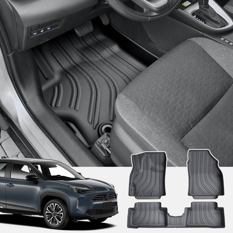 CDEFG Kompatibel mit Toyota Yaris Cross Hybrid 2021-2024 2025 Fußmatten, Fussmatten TPE Auto Wasserdicht Einfach zu Säubern Premium Allwetter Gummimatten vorn+hinten Matten Yaris Cross Hybrid Zubehör von CDEFG