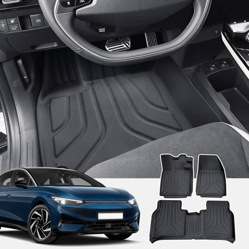 CDEFG Kompatibel mit VW ID.7 ID7 2024 2025 Fußmatten, Fussmatten TPE Auto Wasserdicht Einfach zu Säubern Premium Allwetter Gummimatten vorn+hinten Matten ID.7 ID7 Zubehör von CDEFG