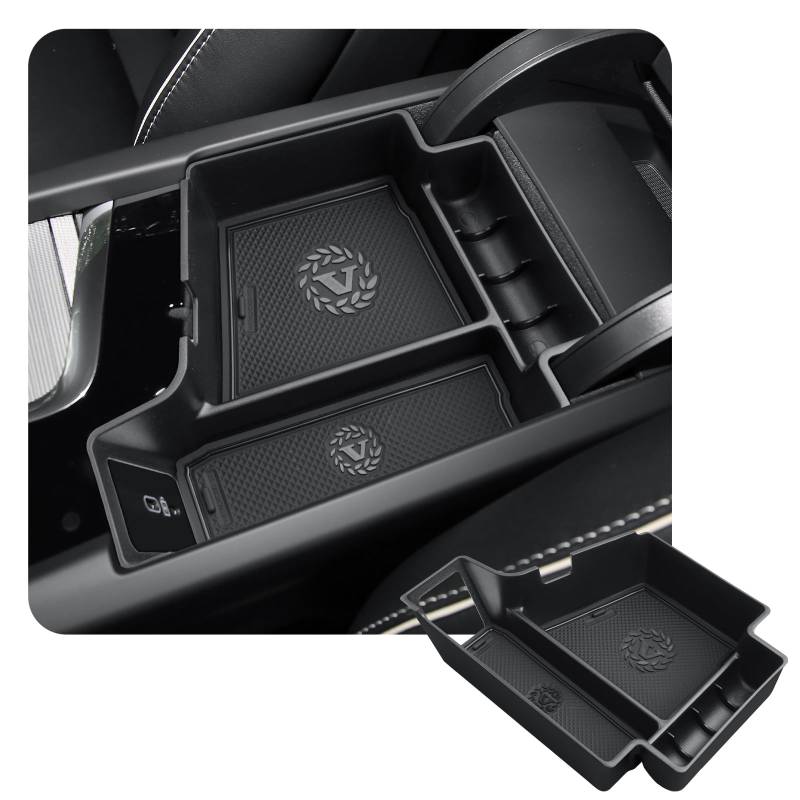 CDEFG Kompatibel mit Volvo XC60 XC90 V60 S60 V90 S90 2017-2024 2025 Mittelkonsole Armlehne Handschuhfach Aufbewahrungsbox Auto Center Console Organizer Tray XC60 XC90 Zubehör von CDEFG