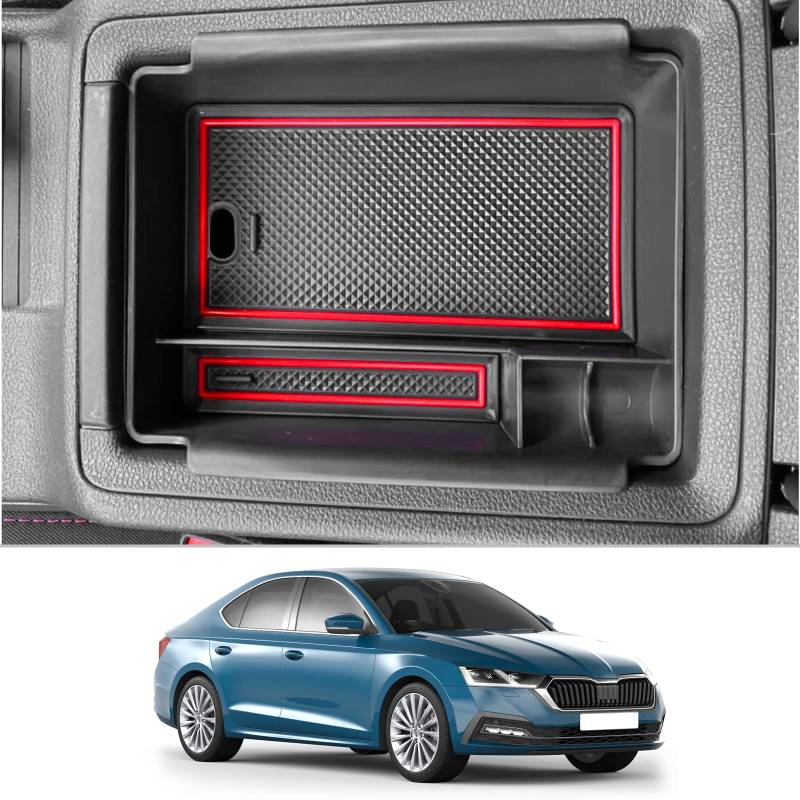 CDEFG Kompatibel mit Skoda Octavia 4 2020-2023 2024 Mittelkonsole Armlehne Organizer Octavia IV Armlehnen Aufbewahrungsbox Handschuhfach Aufbewahrung Auto Center Console Tray Octavia NX Zubehör von CDEFG