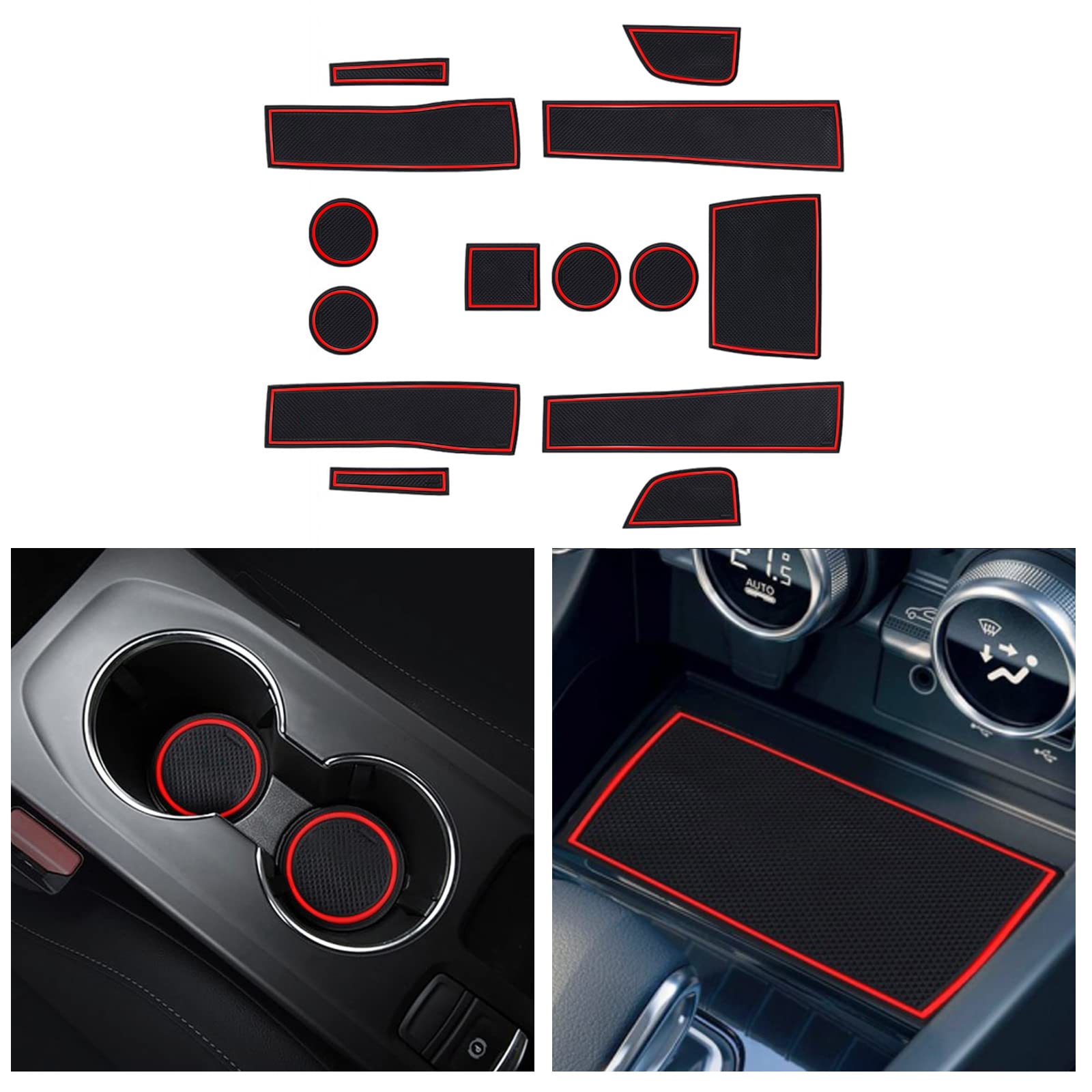 CDEFG Kompatibel mit Renault Arkana 2021-2023 2024 Auto Mittelkonsole Gummimatten Türschlitz rutschfest Antirutschmatten Anti-Staub Becherhalter Arkana Gummi Matte Armlehne Arkana 2024 Zubehör (Rot) von CDEFG