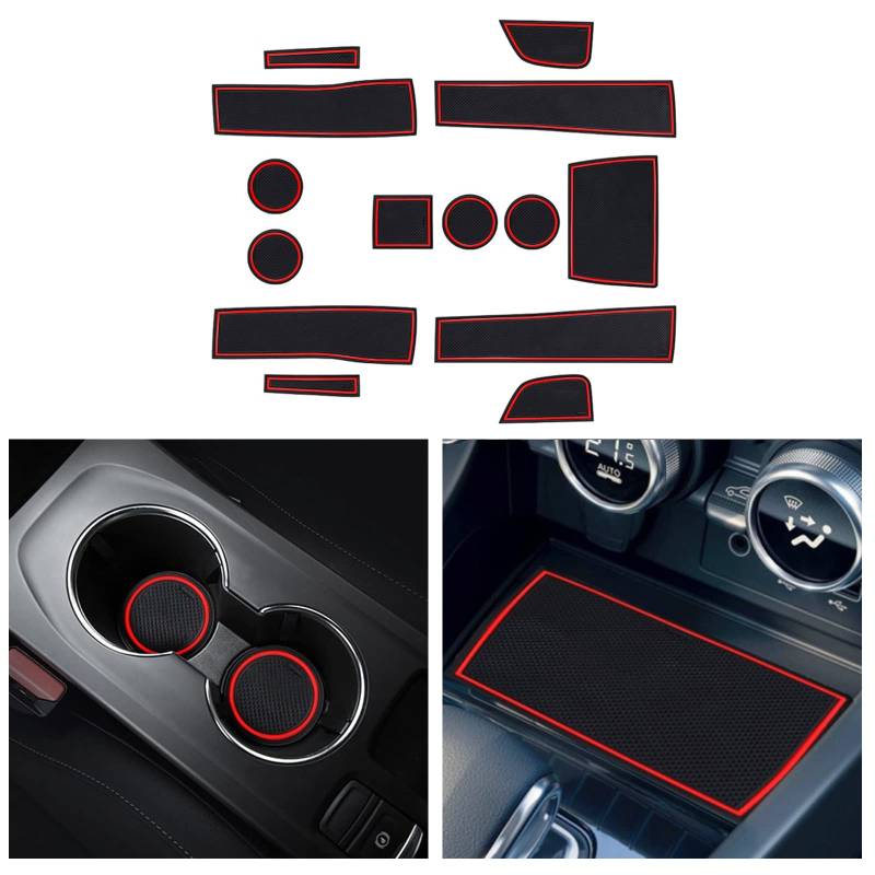 CDEFG Kompatibel mit Renault Arkana 2021-2023 2024 Auto Mittelkonsole Gummimatten Türschlitz rutschfest Antirutschmatten Anti-Staub Becherhalter Arkana Gummi Matte Armlehne Arkana 2024 Zubehör (Rot) von CDEFG