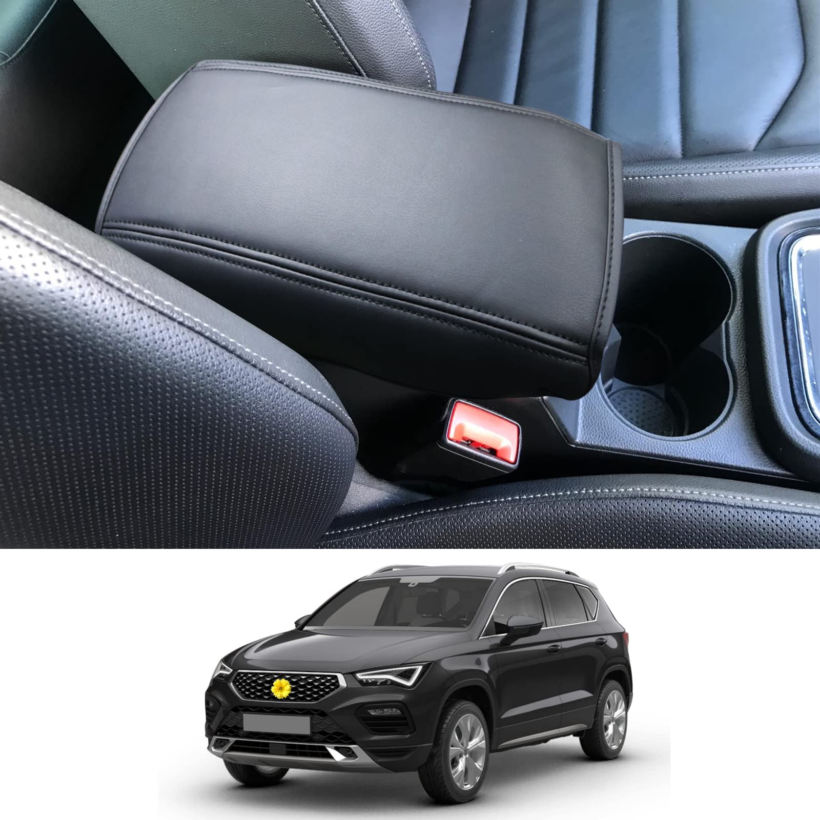 CDEFG Seat Ateca fr 2016-2023 2024 Mittelarmlehne Armlehnen Deckel Abdeckung Kratzschutz Mittelkonsole Schutz Ateca FR Kunstleder Armlehne Box Center Console Cover Auto Ateca 2024 Zubehör (Model 2) von CDEFG