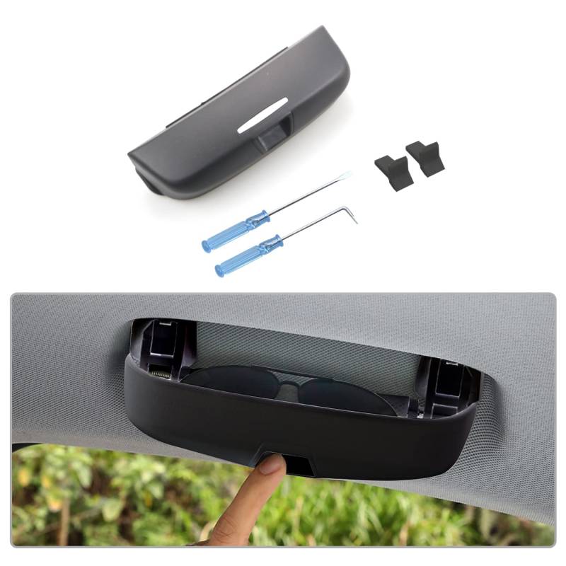 CDEFG Sonnenbrillenhalter Brillenetui Auto Brillenhalter Kompatibel mit Audi A3 8Y 8V A4 B8 B9 A5 A6 C7 C8 Q3 F3 8U Q5 Q7 2013-2024 2025 Glasses Case Holder Brillenetui Käfig Zubehör (Schwarz) von CDEFG
