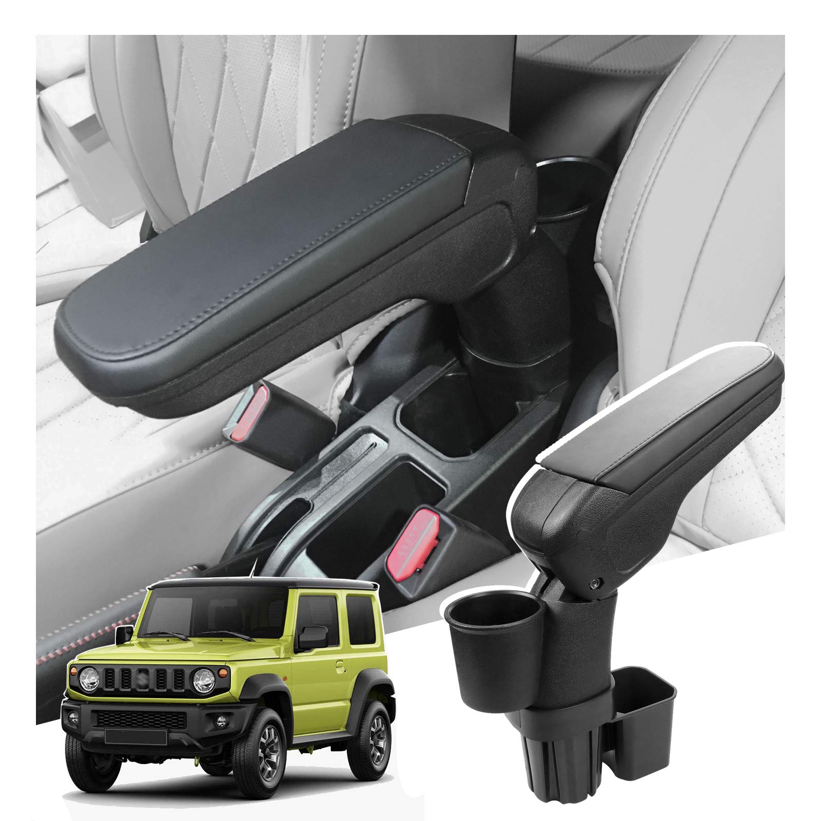 CDEFG Jimny JB64 JB74 Mittelkonsole Armlehnenbox Innenmodifikation Aufbewahrungsbox Armrest Box Auto Center Console Organizer Mit Getränkehalter Innenraum Zubehör von CDEFG