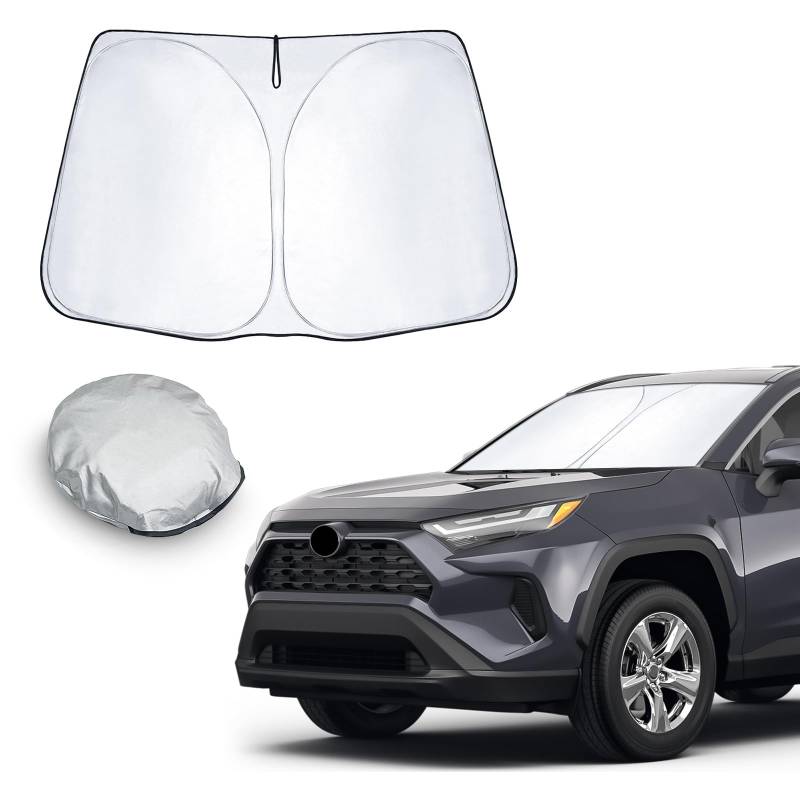 CDEFG Kompatibel mit Toyota RAV4 2019-2024 2025 Sonnenschutz Abdeckungen Frontscheibe Sonnenschirm Die Vordere Schallwand Windschutzscheibe Auto Sonnenblende Zubehör von CDEFG
