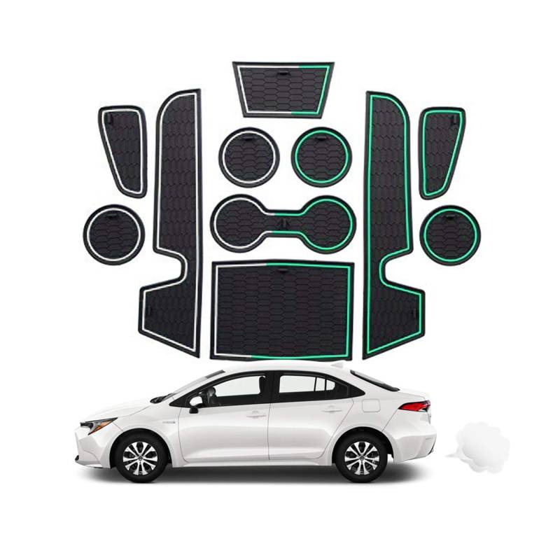 CDEFG für Toyota Corolla E210 2019+ Gummimatten Auto Innere Türschlitz rutschfest Anti-Staub Gummi Matten Arm Box Aufbewahrung Pads Innenraum Zubehör (Weiß) von CDEFG