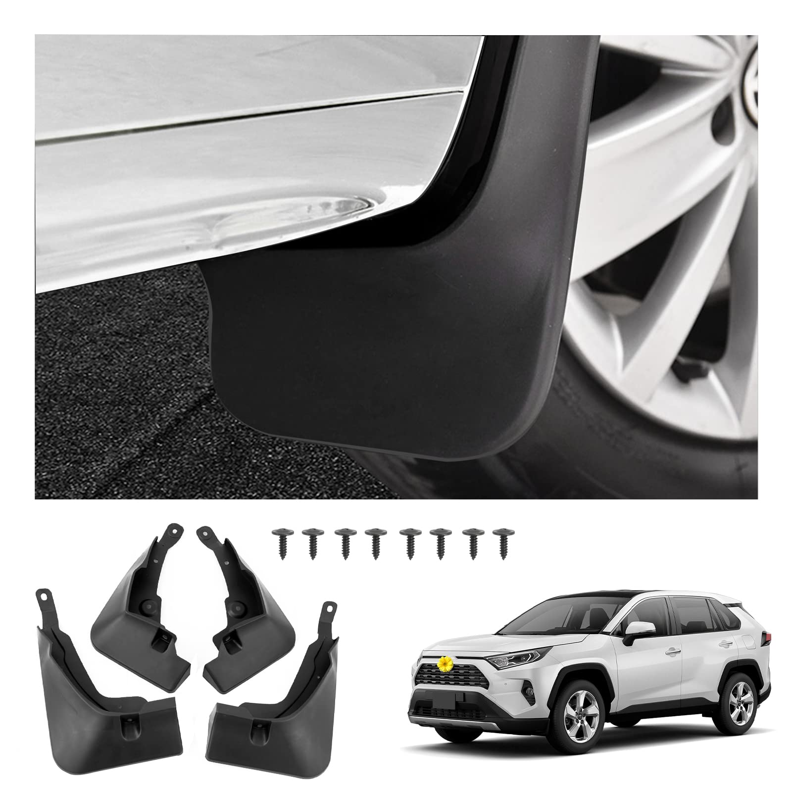 SharpCost (Upgraded) CDEFG Mud Flaps Splash Guards for RAV4 2019 2020 2021 2022 2023 Mudflap Fender Flares Fit for Front and Back, Set of 4 (Black) von CDEFG