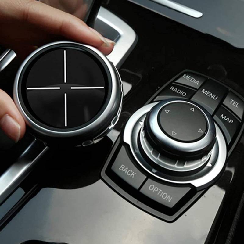 CDIYTOOL Auto-Multimedia-Knopfabdeckung Ersatz für B-M-W F10 F20 F30 IDrive, schwarz Auto Multimedia-Steuertastenabdeckung Verkleidung für 1er-, 3er-, 5er-Serie (Kreuzmuster) von CDIYTOOL