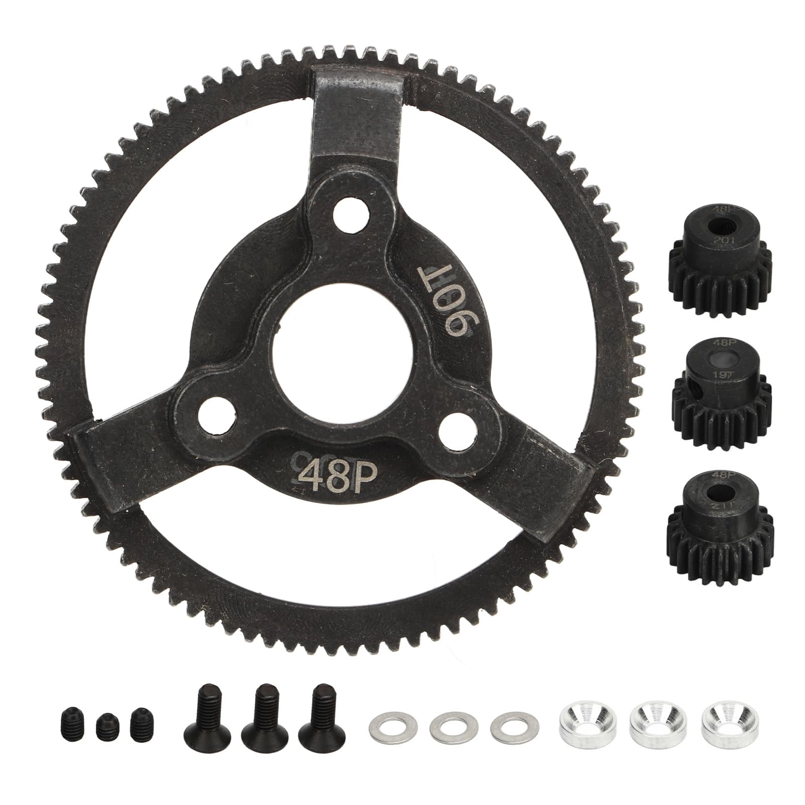 Stahl Ritzel und Stirnrad Set 48P 90T Stirnrad mit 19T 20T 21T Ritzel Getriebe für Traxxas Slash 2WD 1/10 RC Auto Stahl Ritzel und Stirnrad Set 48P 90T Stirnrad mit 19T 20T 21T Ritzel Getriebe für Traxxas Slash 2WD 1/10 RC Auto von CDQL