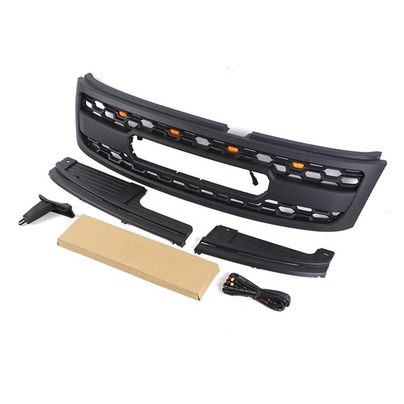 Grill Frontstoßstange Kühlergrill Modifikation Zubehör Dekoration Renngrill mit LED-Leuchten Kompatibel for PATROL Y61 2005-2020(With LED lights) von CDQMTGCM
