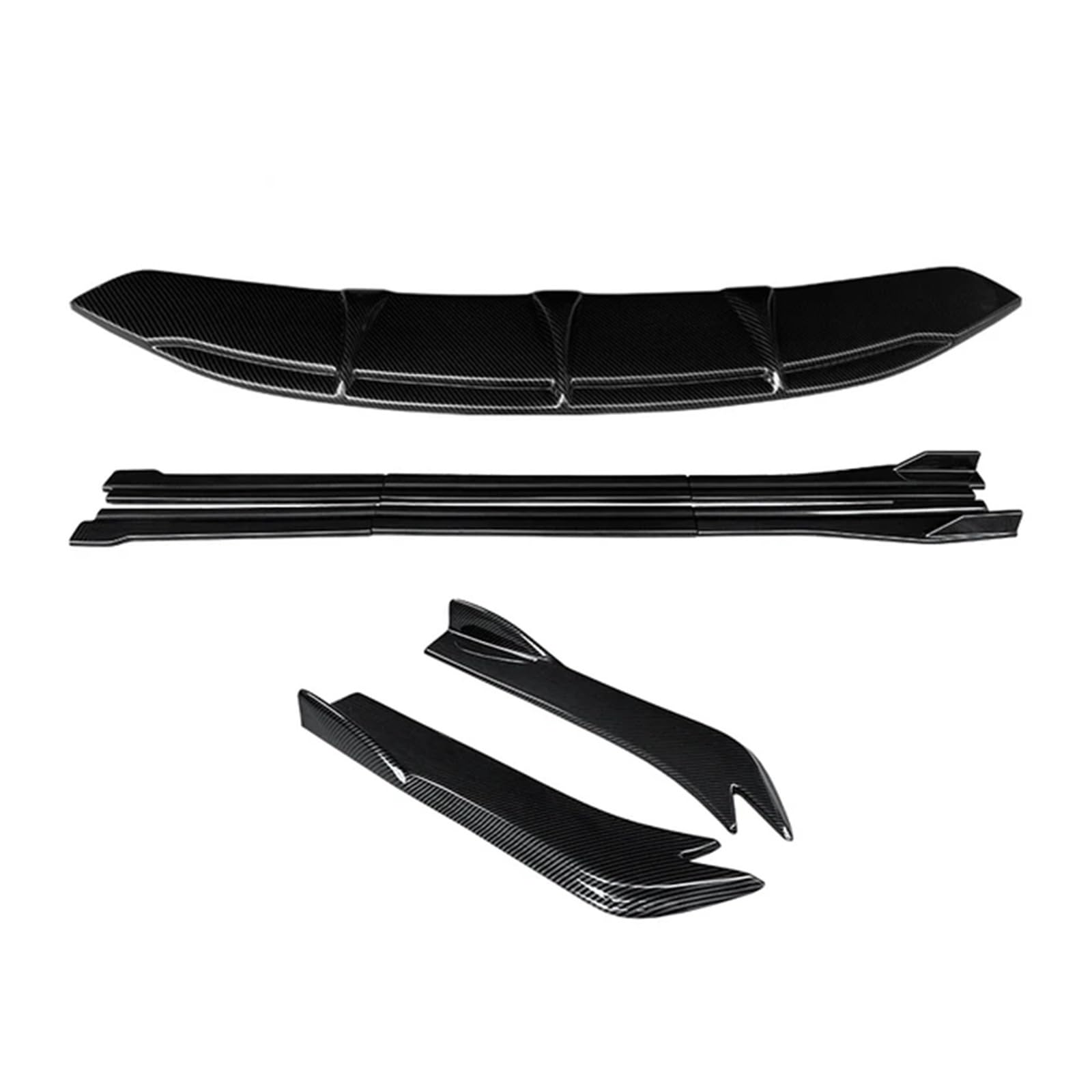 Karosserie-Kit für Frontstoßstange, Splitter, Lippe, Spoiler, Seitenschweller, Verlängerungen, hinterer Umschlingungswinkel, Kompatibel Für BMW 6er GT G32 630 640 2017–2022(Carbon Fiber Look) von CDQMTGCM