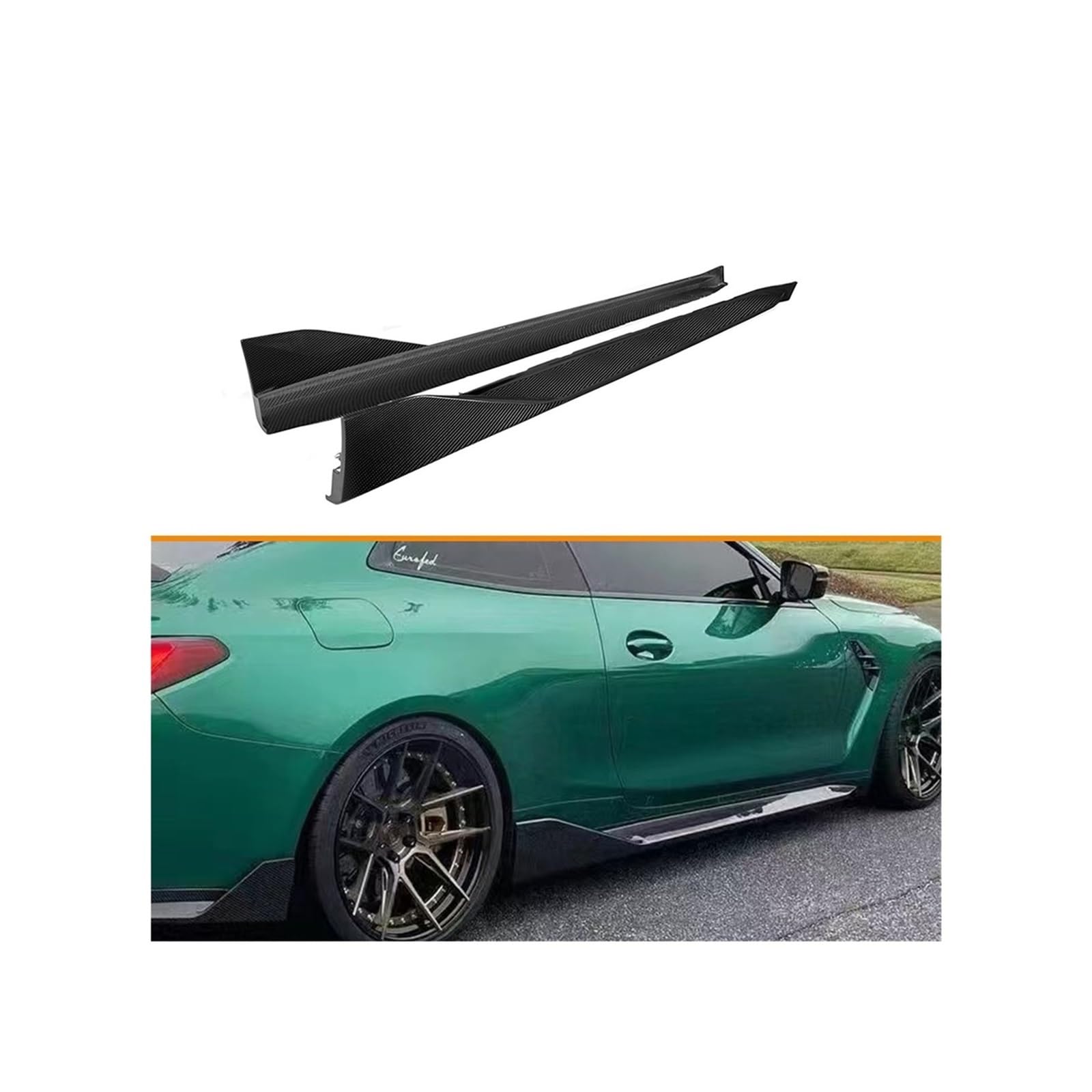 Stil Echte Trockene Carbonfaser Seitenstoßstangenverlängerung Rock Kompatibel Für BMW G80 G82 G83 M3 M4 2021UP(Wet carbon) von CDQMTGCM