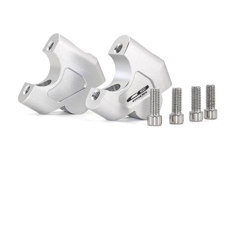Für CB650R CB650 R 2019- CB 650 R Lenkererhöhung Clamp Aluminium Riser Kit Adapter Hubhöhe 35mm Bremsschlauchverlängerung(Silver- Logo) von CEHAKDLRI