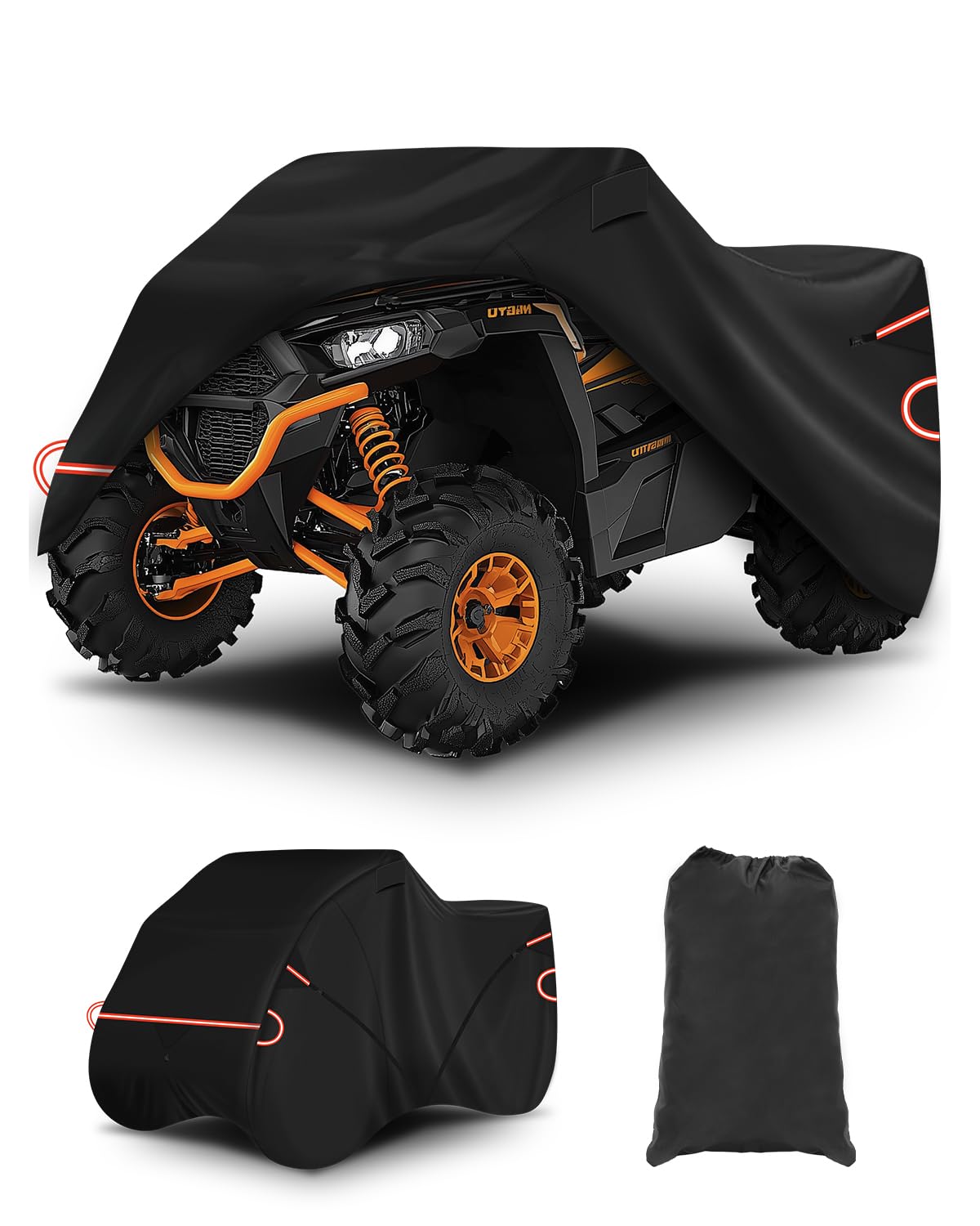CEMOFE Quad Abdeckplane Wasserdicht Quad ATV Abdeckplane ATV Abdeckplane mit Reflektionsstreifen Schutz vor UV Regen Schnee und Staub (256 x 110 x 120cm) von CEMOFE