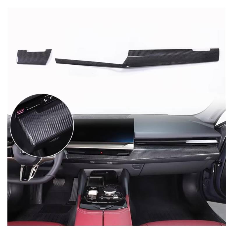 Auto Dekorative Für 5 Series G60 2024 + LHD Carbon Fiber Center Console Dashboard Panel Dekoration Abdeckung Trim Auto Zubehör Innenzubehör(2 PCS) von CENAP