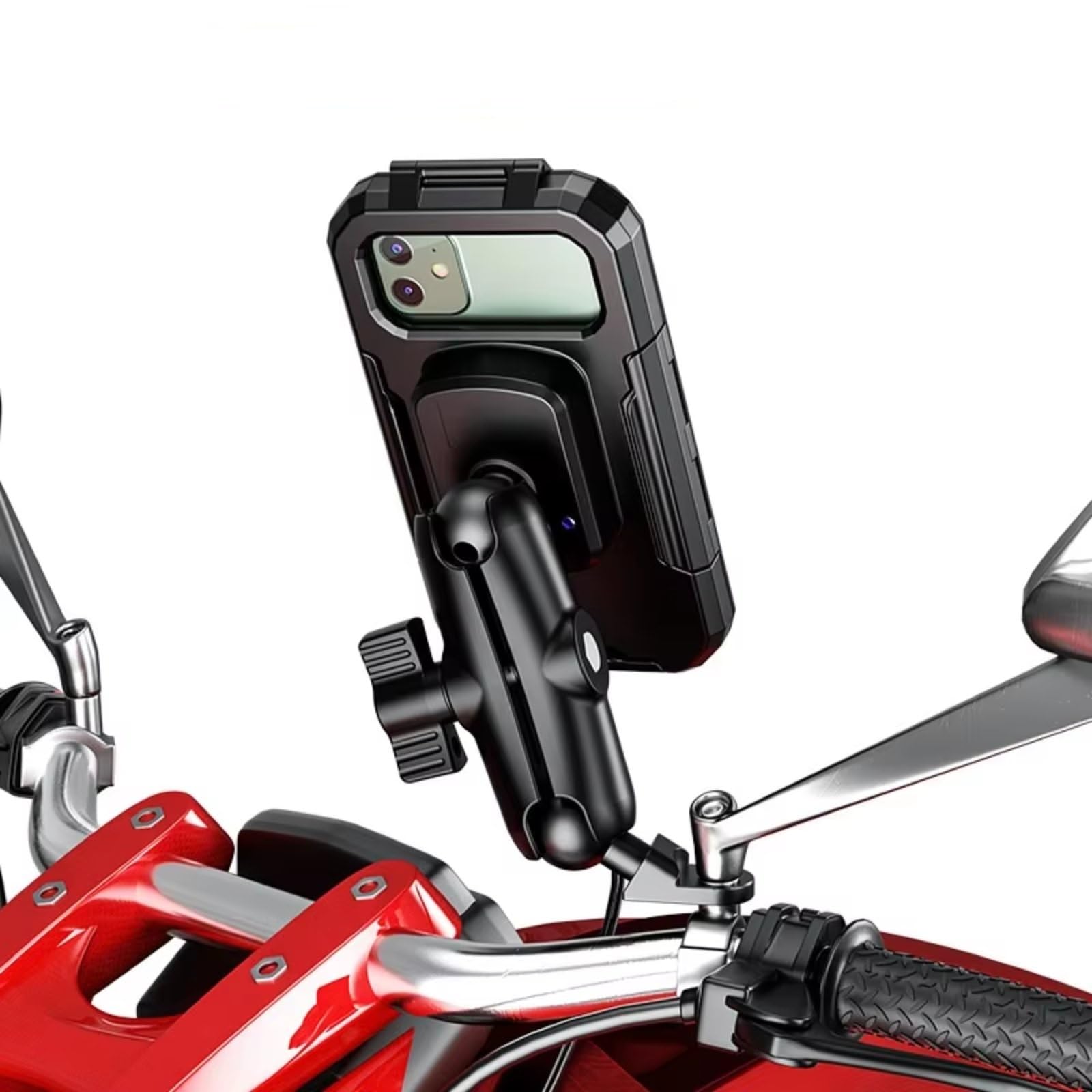 Handyhalter Fahrrad Gabelschaft Motorrad Halterung GPS Navigation Lenker Spiegel Aluminium 1 "Ball Basis Handyhalterung Fahrrad(S for Mirror) von CENAP