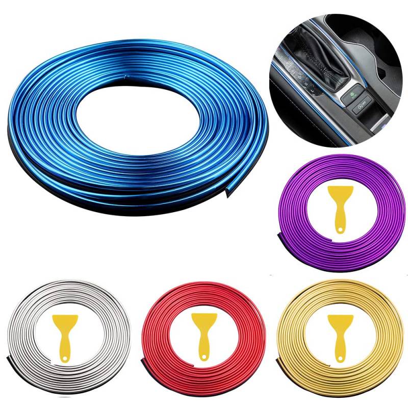 Auto Zierleiste Chrom Zierleisten Trim，5 Meters Auto dekorativer Streifen Auto Innenraum line Auto universal Flexible Strip Trim，für Autos den Innen (blau) von CENRONG