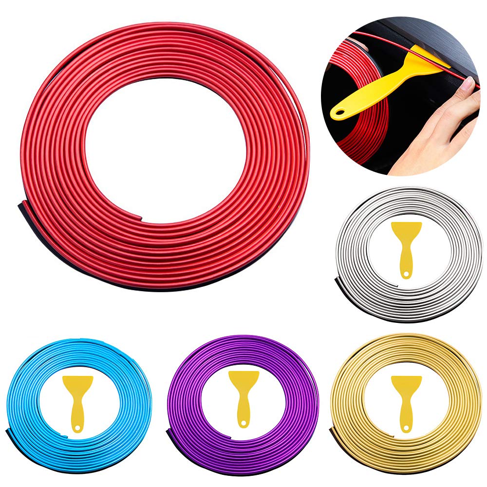 Auto Zierleiste Chrom Zierleisten Trim，5 Meters Auto dekorativer streifen Auto innenraum line Auto universal flexible strip trim，für Autos den Innen (rot) von CENRONG