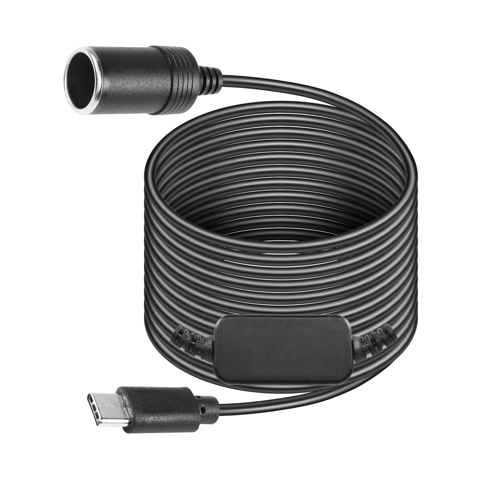 CERRXIAN 10 Fuß USB-C-Stecker auf 12 V Auto-Zigarettenanzünder Step-Up-Buchse Adapter Stromkabel für Dashcam, GPS, Auto-LED-Lichtleisten (3m) von CERRXIAN