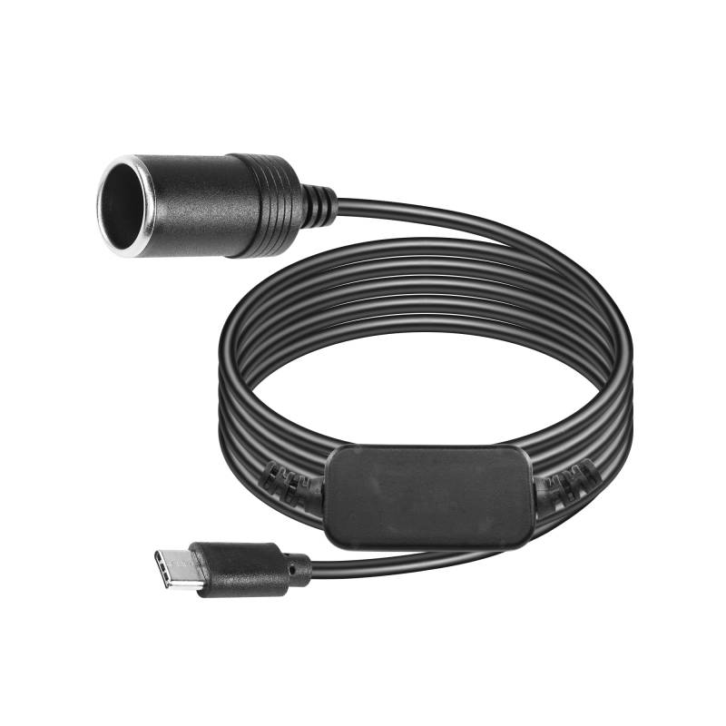 CERRXIAN 2,2 Fuß USB-C-Stecker auf 12 V Auto-Zigarettenanzünder Step-Up-Buchse Adapter Stromkabel für Dashcam, GPS, Auto-LED-Lichtleisten (0.7m) von CERRXIAN