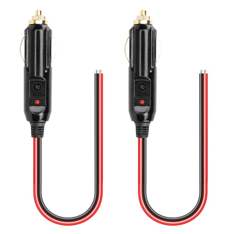 CERRXIAN 2 x Zigarettenanzünder-Steckerkabel, 12 V, Ersatz-Zigarettenanzünder, mit 20 A Sicherung, 13 AWG verzinnter Enddraht (0,3 m) von CERRXIAN