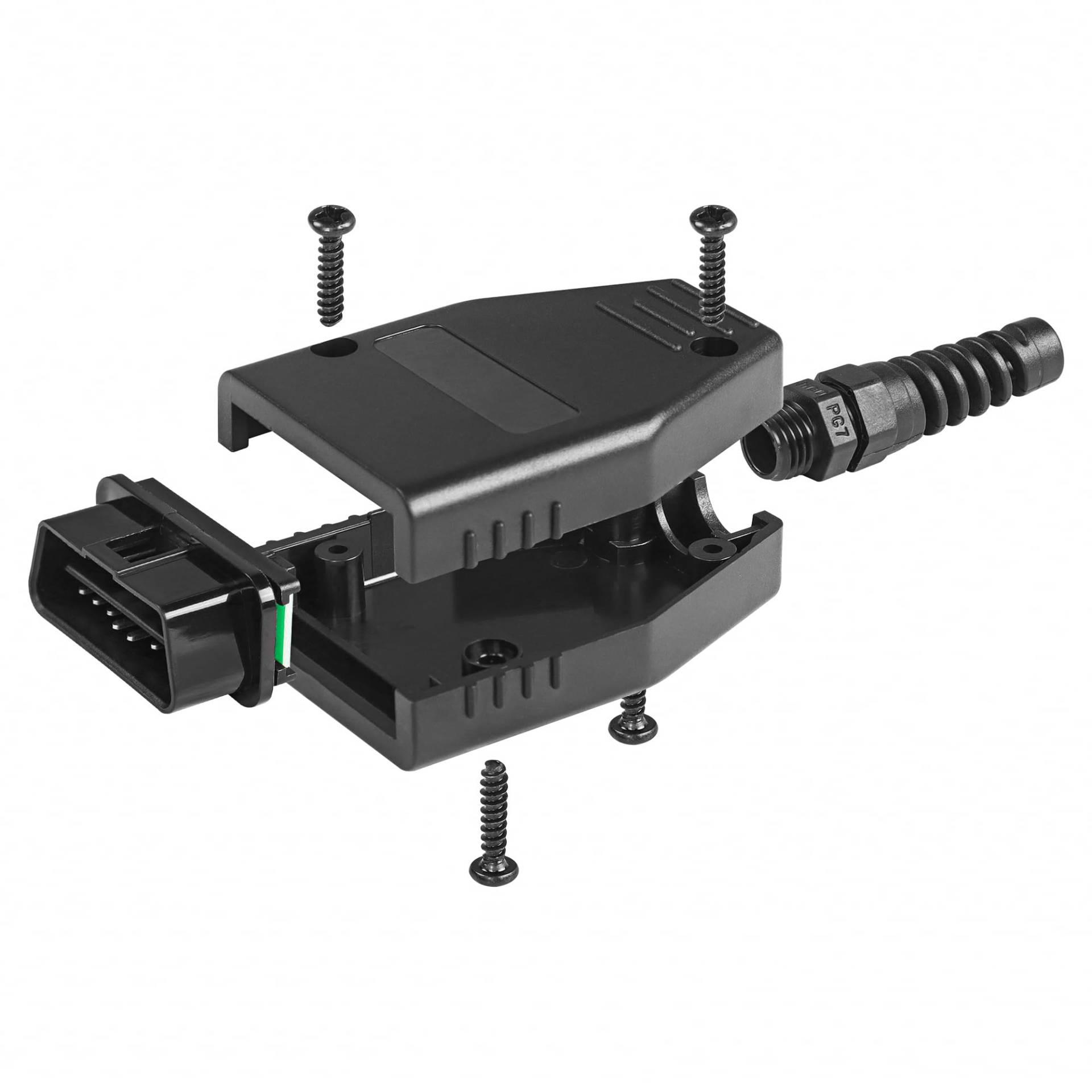 CERRXIAN Auto OBD2 16-poliger Stecker, universeller OBDII 16-poliger Stecker-Adapter, DIY OBDII PCB Diagnosegerät für 12 V 24 V Auto LKW (männlicher OBD-Schalenstecker + Schale + SR+Schraube) von CERRXIAN