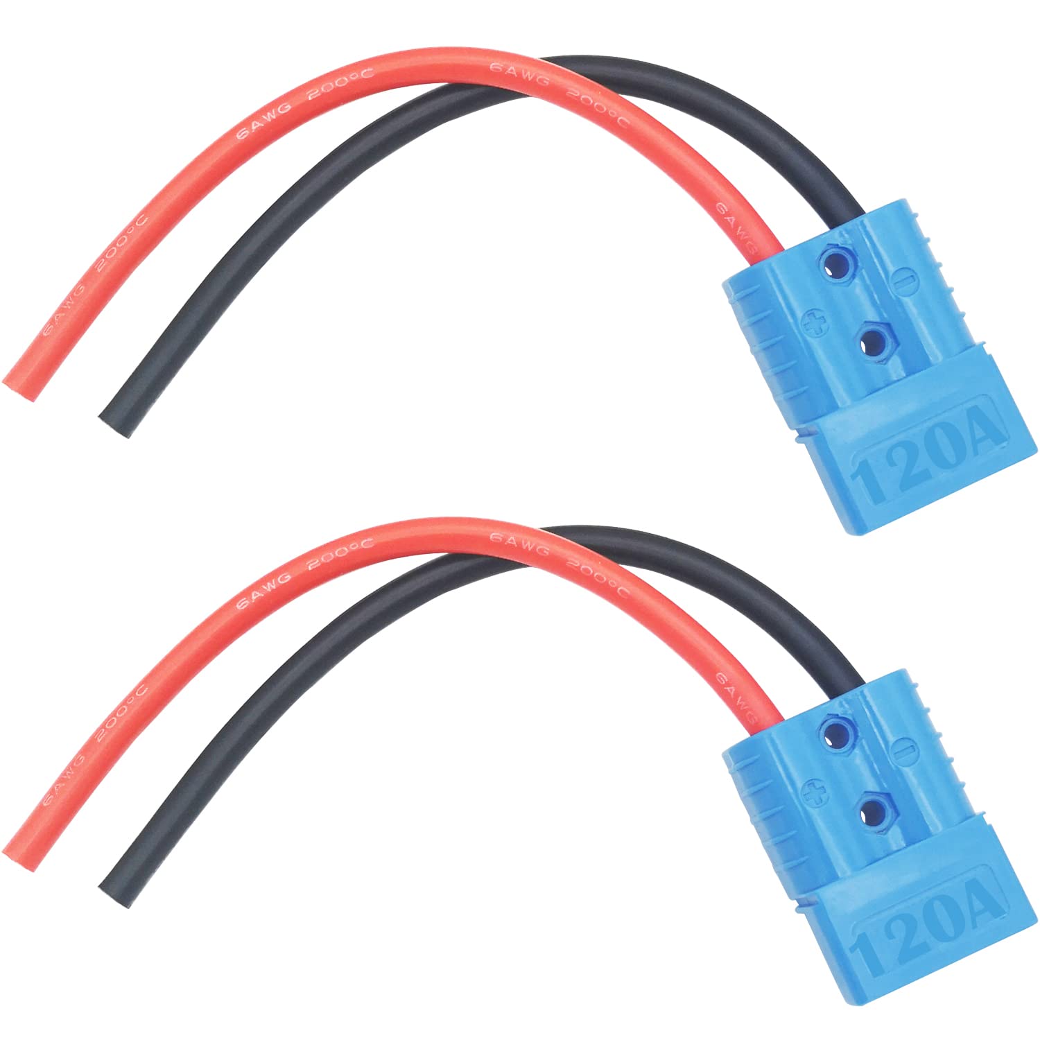CESFONJER Batterie Stecker (blau) mit 25 cm 6 AWG Batteriekabel (2 Sätze), Batterie Schnelltrenn/Verbindungsstecker für Boot, Wohnwagen, Auto, Wohnmobil (120A,600V) von CESFONJER