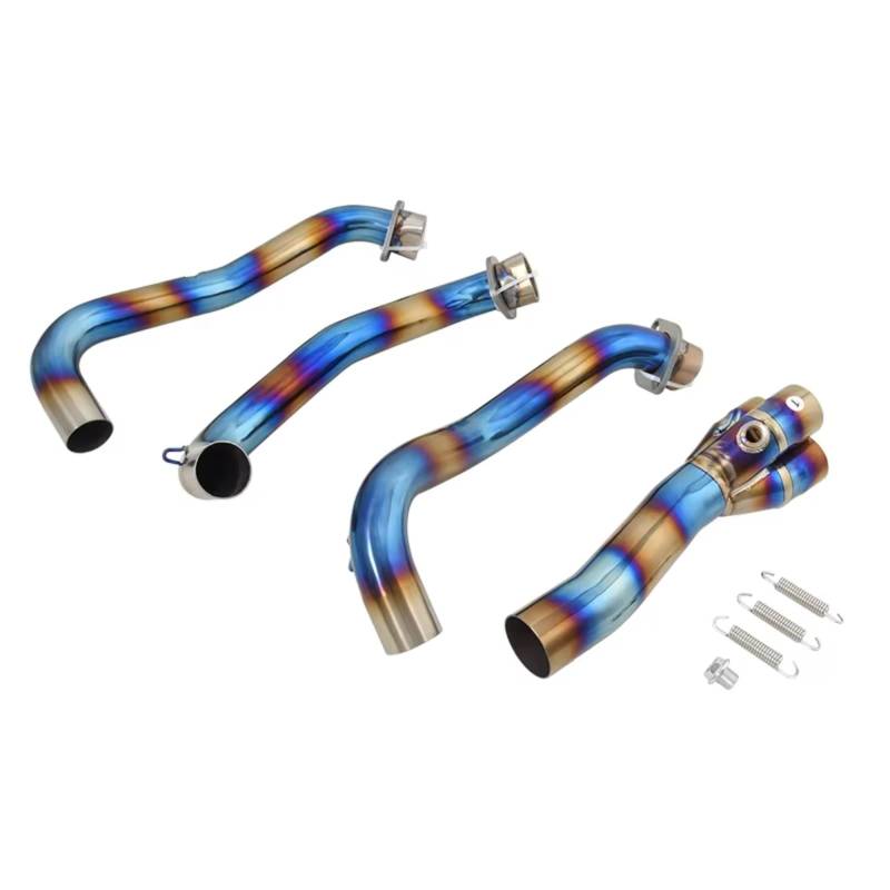 CEWSUIO Für Daytona 675 675R 2013 2014 2015 2016 2017 Motorradauspuff Für Escape Header Slip On Front Link Pipe Schalldämpfer Motorrad Auspuffrohr(Blue) von CEWSUIO