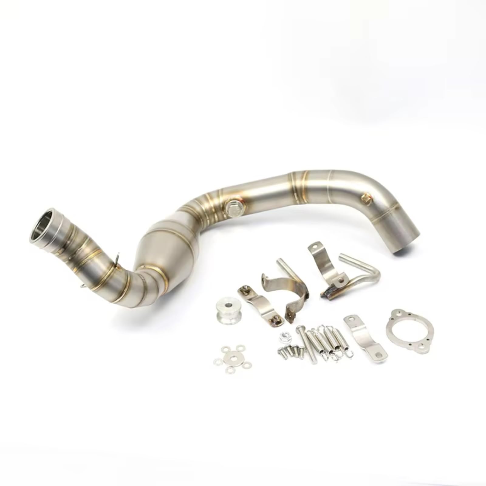 CEWSUIO Für G310R G310Gs Motorrad-Auspuffkrümmer Verbindungsrohr 51mm Schalldämpfer Für Fluchtwinkelverbindung Unterrohr Edelstahl Motorrad Auspuffrohr(Silver) von CEWSUIO