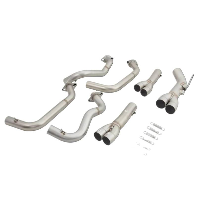 CEWSUIO Für Ninja Für Z900 A2 35KW 70KW 2018 2019 2020 2021 2022 2023 2024 Motorradauspuff Für Fluchtsysteme Header Vorne Link Rohr Schalldämpfer Motorrad Auspuffrohr(Silver) von CEWSUIO