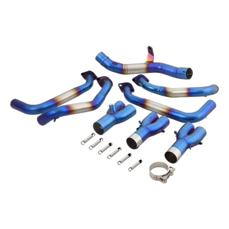 CEWSUIO Für Ninja Z900 A2 2017 2018 2019 2020 2021 2022 2023 2024 Motorradauspuff Für Fluchtsysteme Header Front Link Rohrverbindung 51mm Schalldämpfer Motorrad Auspuffrohr(Blue) von CEWSUIO