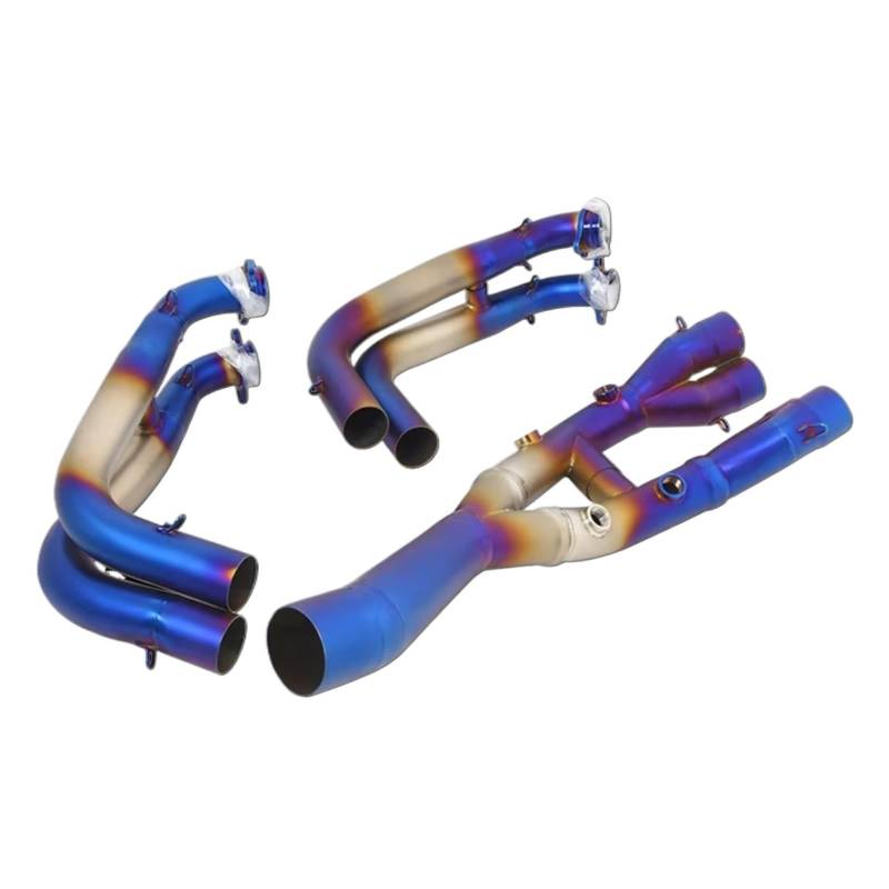 CEWSUIO Für S1000R Für S1000RR 2019 2020 2021 2022 2023 2024 Motorradauspuff Für Escape Slip On Front Link Rohranschluss 60mm Schalldämpfer Motorrad Auspuffrohr(Blue) von CEWSUIO
