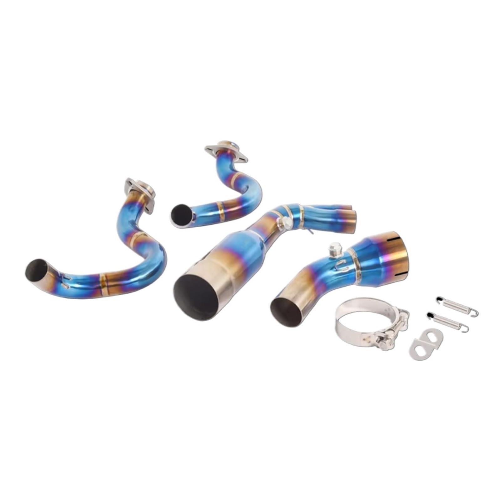 CEWSUIO Für Z650 Ninja650 Für KRT Für Edition Für Ninja650 2023 2024 Motorradauspuff Für Escape Titanlegierung 51MM Schalldämpfer Vorne Verbindungsrohr Motorrad Auspuffrohr(Blue) von CEWSUIO