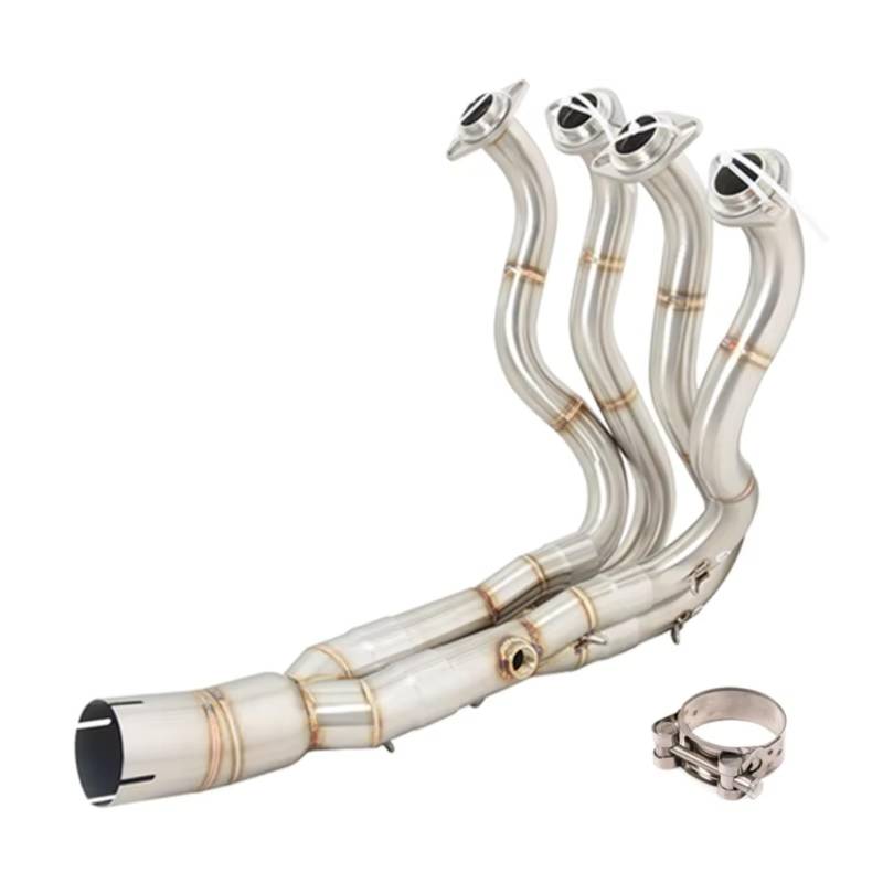 CEWSUIO Für ZX6R 636 2009-2022 Motorradauspuffanlage Ändern Schalldämpfer Für Escape Front Für Connect Link Pipe Slip-On Motorrad Auspuffrohr(Silver) von CEWSUIO