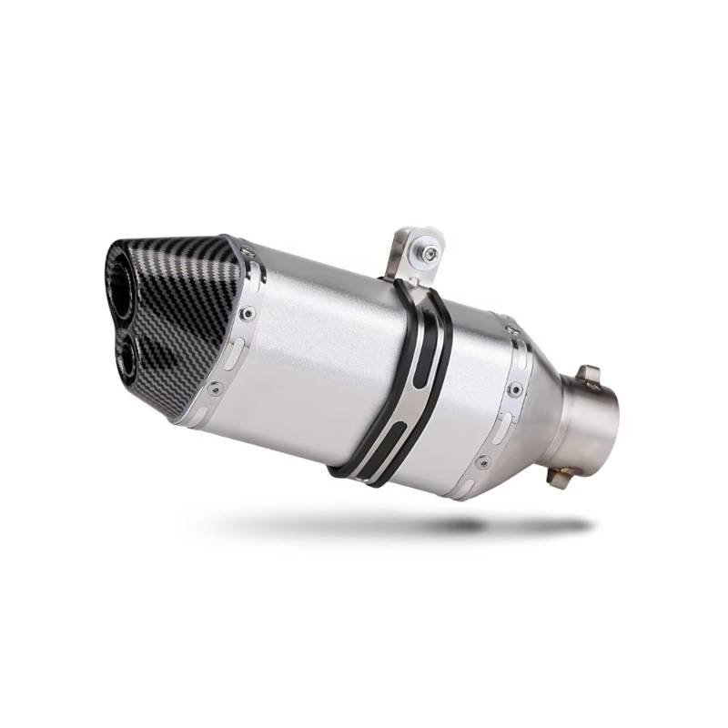 CEWSUIO Kompatibel Mit Aprilia Für GPR150 Motorrad-Auspuffrohr Universal 51MM Motorrad-Auspuffschalldämpfer Doppelloch-Endrohr Auspuff Modifiziertes Rohr Motorrad Auspuffrohr(B) von CEWSUIO