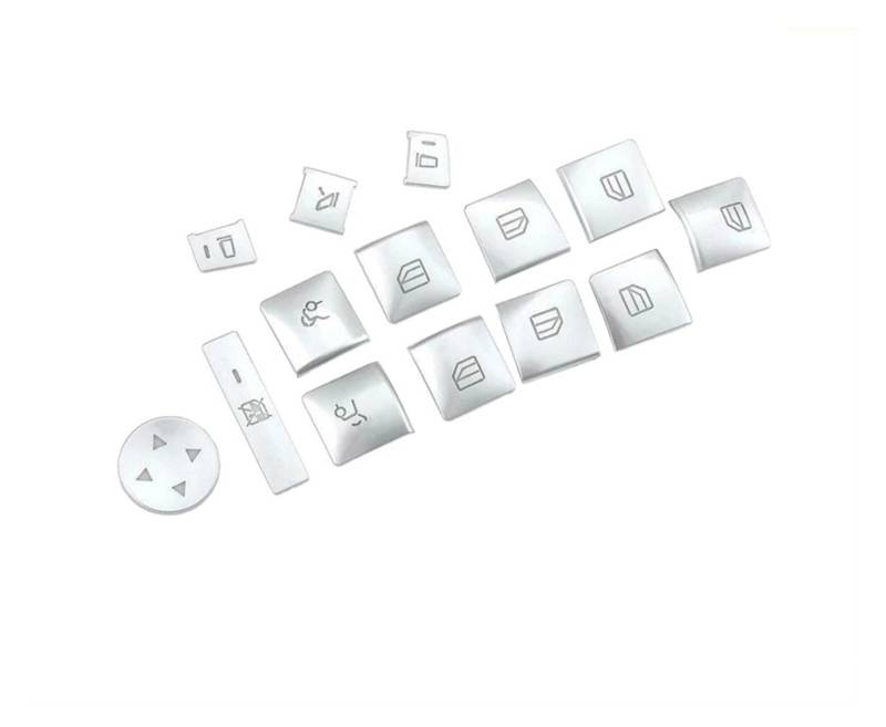 CEWSUIO Kompatibel Mit Benz Für C230 C280 2008 2009 Autotür Armlehne Fenster Schalter Knopf Abdeckung Trim 14Pcs Auto-Aufkleber Knöpfe von CEWSUIO