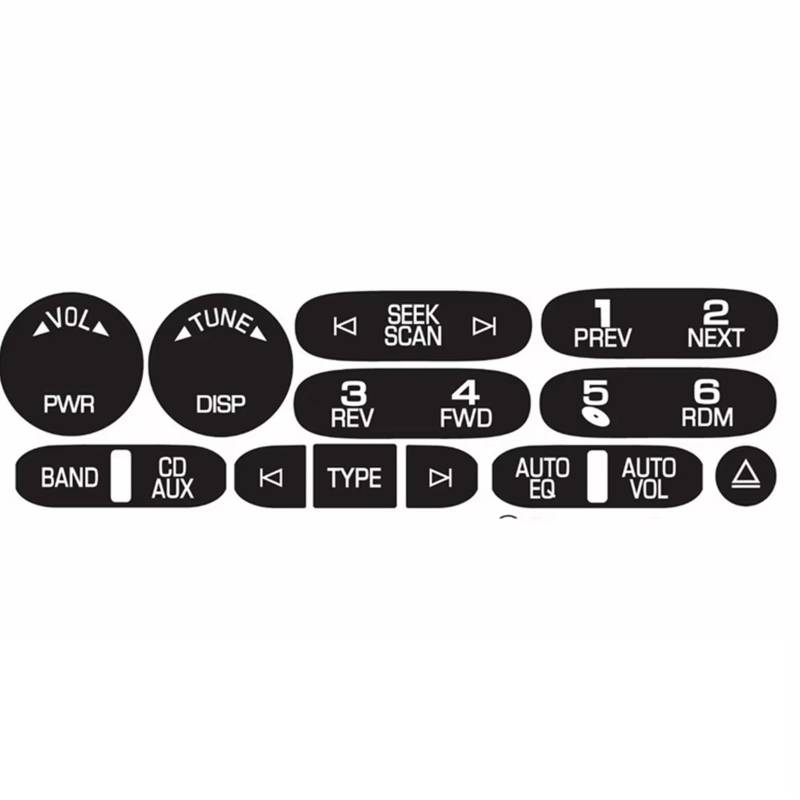 CEWSUIO Kompatibel Mit Für Cadillac Für Isuzu 2002–2006, Autozubehör Für Radio-Navigations-Steuertaste, Reparatur-Aufkleber-Set, Armaturenbrett Auto-Aufkleber Knöpfe von CEWSUIO